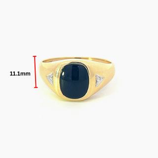 10K Yellow Gold Onyx and 0.02cttw Diamond Gents Ring, size 10