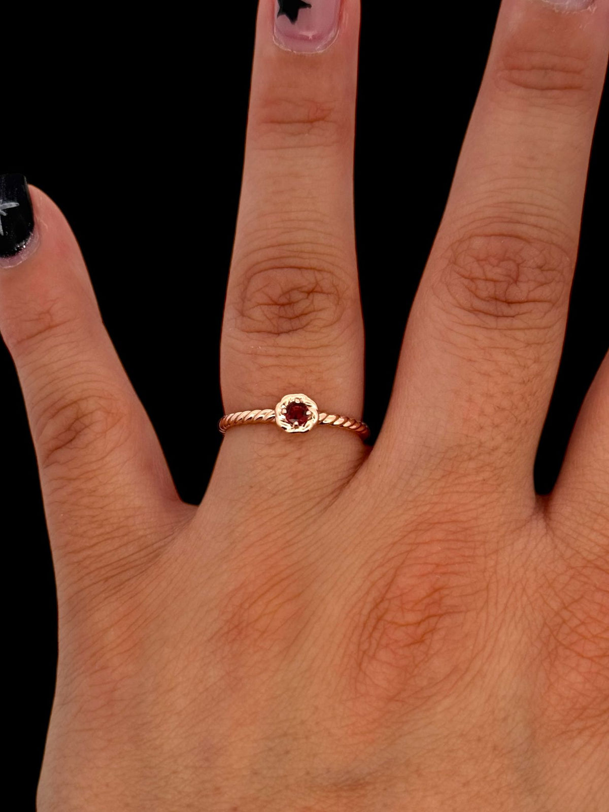 10K Rose Gold Garnet Ring