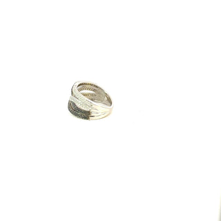 Anillo de oro blanco de 10 quilates con diamantes negros de 0,80 quilates