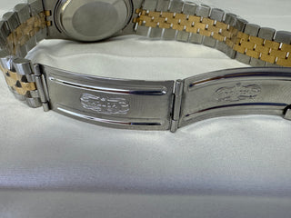 Pre- Owned Datejust 16013 36mm 18k & Ss Jubilce Bracolet Gold Curtain Dial Upraded Saphire Crystal . Rolex Box