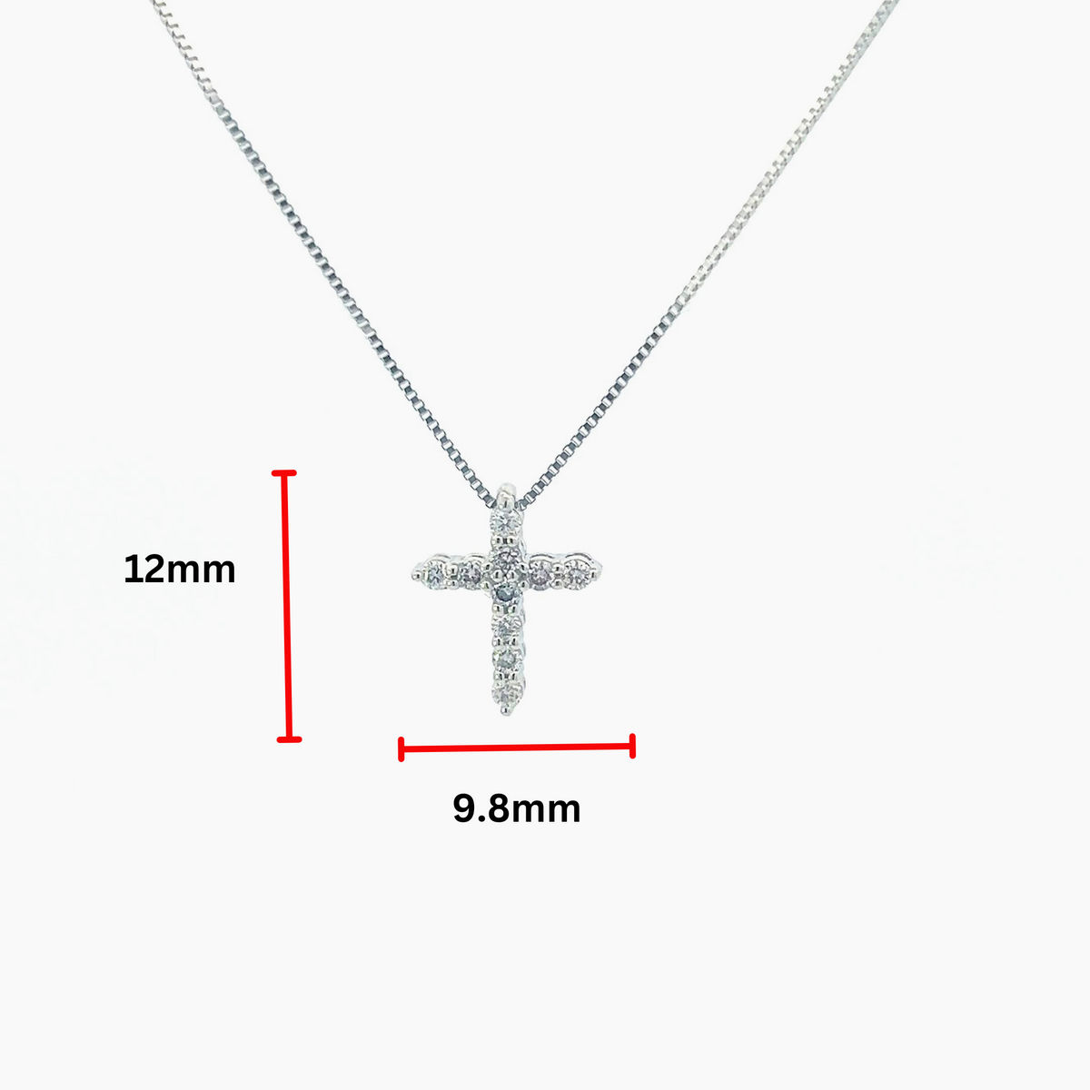 10K White Gold 0.15 cttw Diamond Cross Pendant, 18&quot;