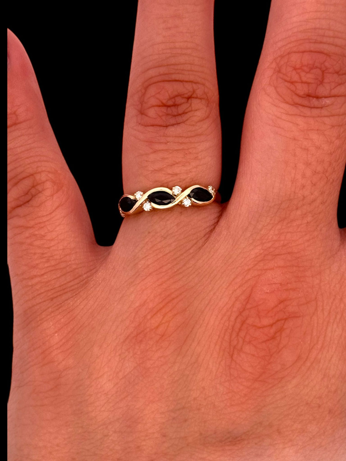 10K Yellow Gold Sapphire and Diamond Ring