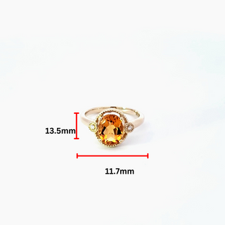 Anillo de oro amarillo de 10 quilates con citrino y diamantes - Talla 7