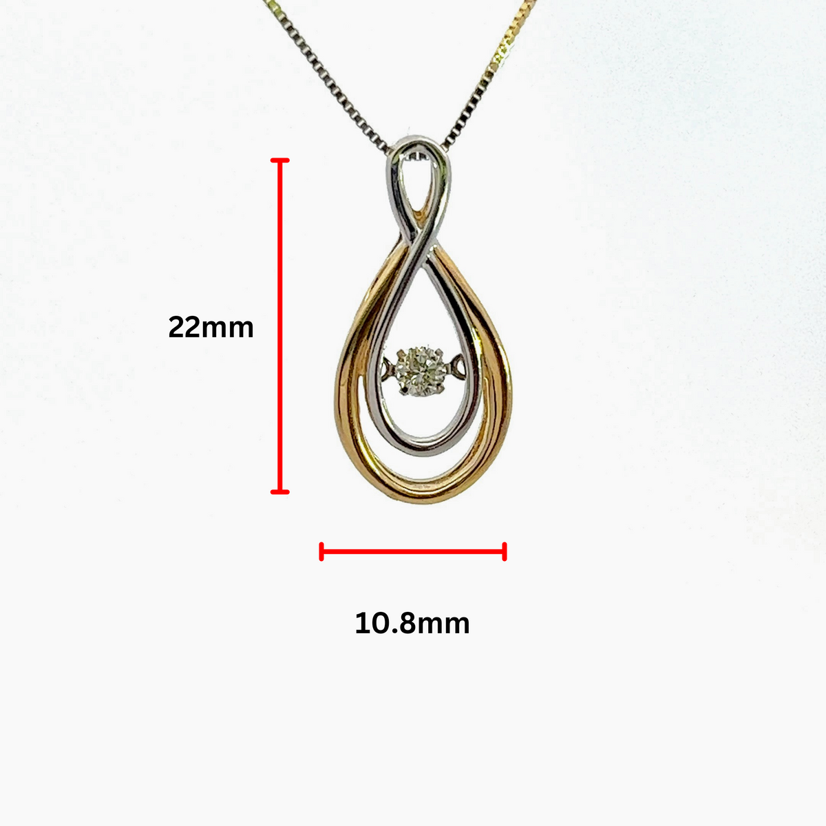 10K Yellow and White Gold 0.10 cttw Diamond Pulse Pendant, 18&quot;