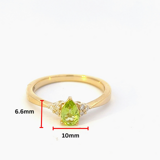 Anillo de diamantes y peridoto en oro amarillo de 10 quilates - Talla 7