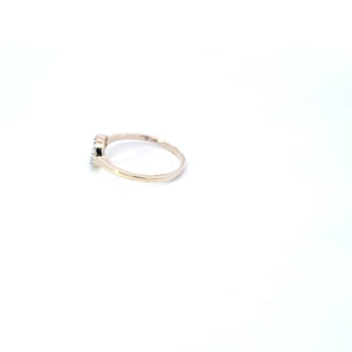 Anillo de oro blanco y amarillo de 10 quilates con diamantes de 0,04 quilates, doble círculo/eternidad/infinito, tamaño 6,5
