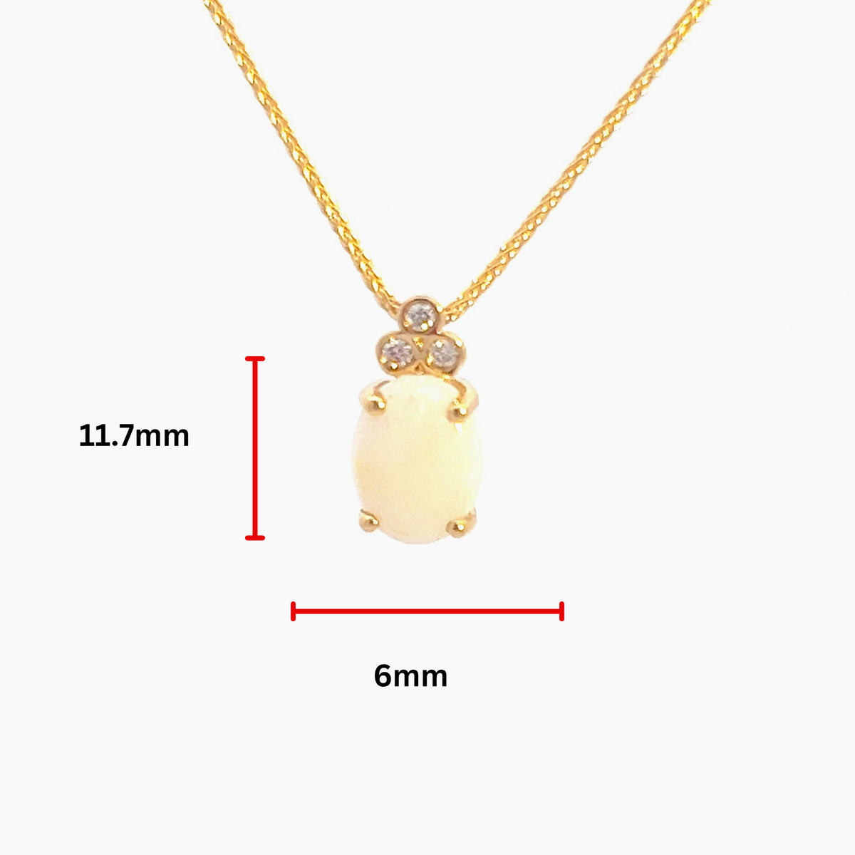 10K Yellow Gold Opal and Diamond Pendant - 18&quot;