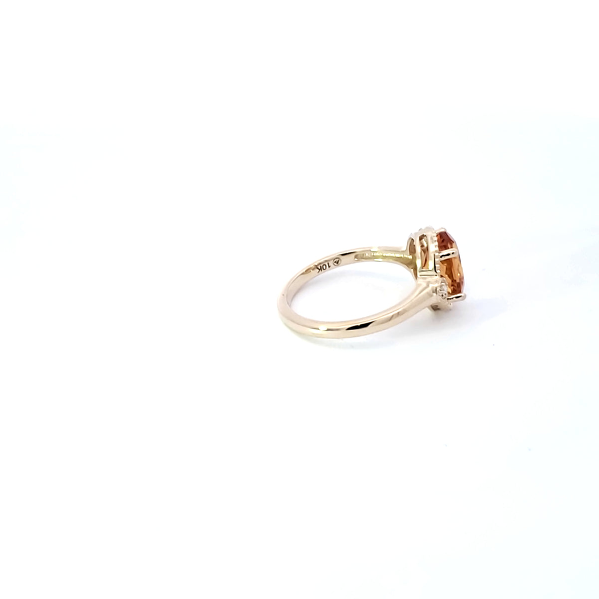 10K Yellow Gold  Citrine and Diamond Ring - Size 7