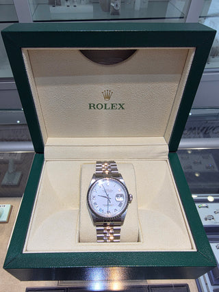 Rolex 36mm Datejust White Dial Fluted Bezel Jubilee Pre-owned Box and Appraisal