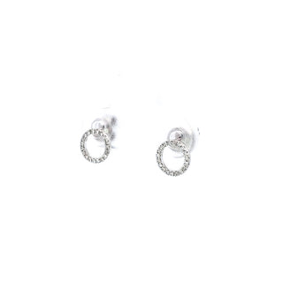 Aretes de diamantes de 0,10 quilates en oro blanco de 14 quilates