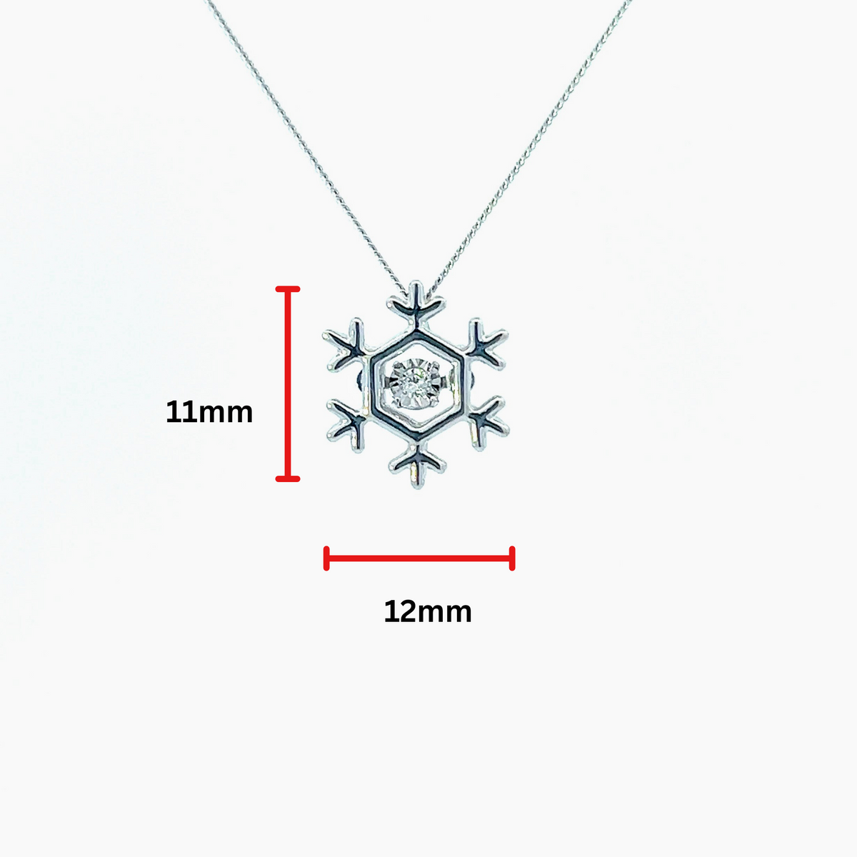 10K White Gold 0.02 cttw Canadian Diamond Snowflake Pulse Pendant, 18&quot;