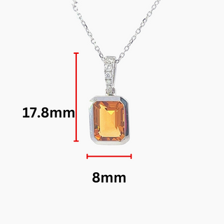 Colgante de oro blanco de 14 quilates con citrino de 1,30 quilates y diamante de 0,05 quilates, 18"