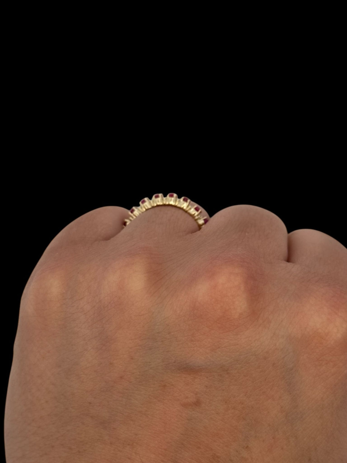 10K Yellow Gold 3x2 mm Ruby and 0.084 cttw Diamond Ring