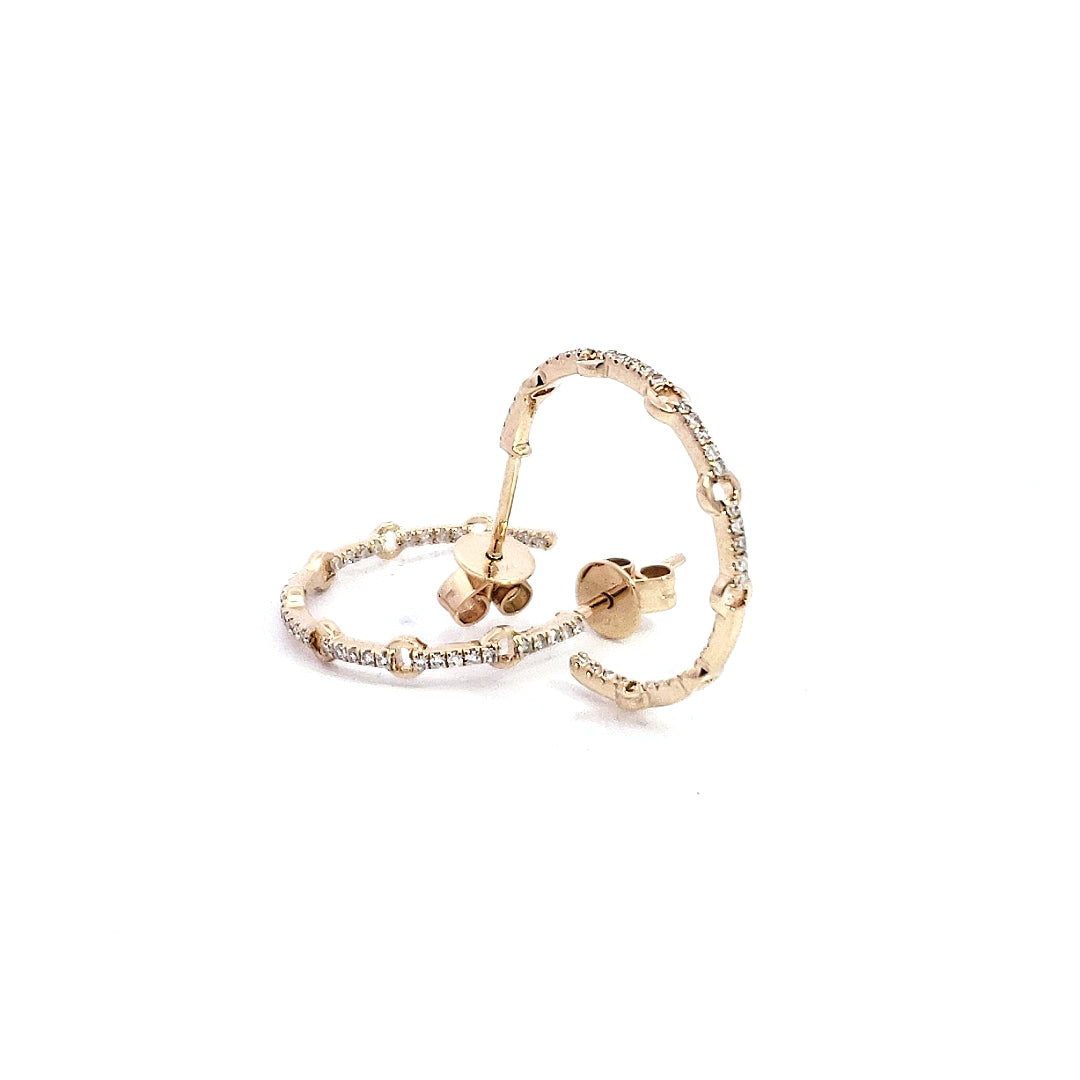 14K Yellow Gold 0.10 cttw Diamond Hoop Earrings