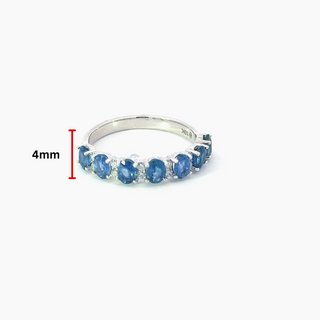 Anillo de diamantes y zafiros en oro blanco de 10 quilates, talla 6,5