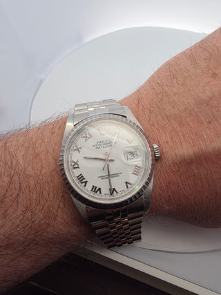 Rolex 36mm Datejust White Dial Fluted Bezel Jubilee Pre-owned Box and Appraisal