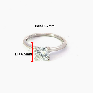 Anillo de compromiso de diamantes canadienses de talla brillante redonda de 1,01 quilates en oro blanco de 14 quilates