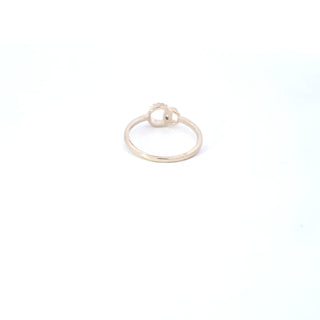 Anillo de oro blanco y amarillo de 10 quilates con diamantes de 0,04 quilates, doble círculo/eternidad/infinito, tamaño 6,5