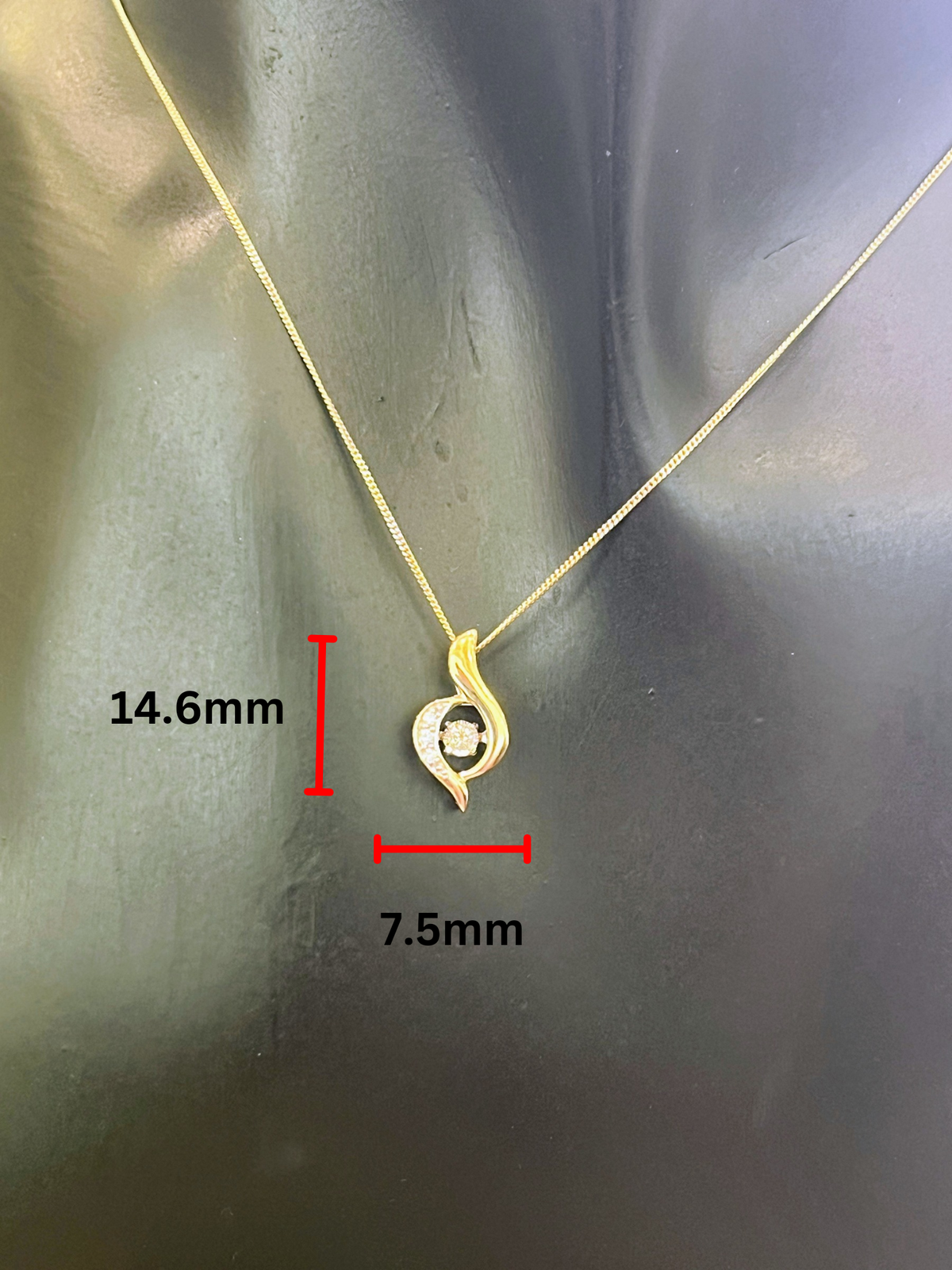 10K Yellow Gold 0.05 cttw  Diamond  Pulse Pendant, 18&quot;