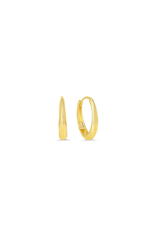 Oval Knife-Edge Huggie Earrings