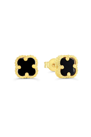 Mini Onyx Clover Stud Earrings