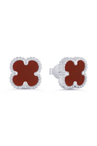 Red Clover Earrings, Mini - White Gold, 10k Gold