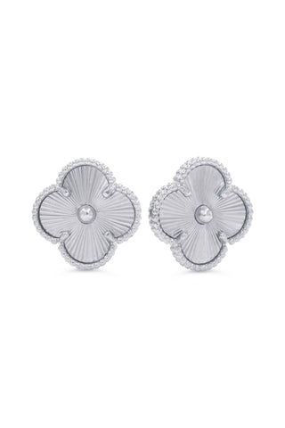 Diamond Cut Clover Earrings, Small - White Gold, 10k Gold