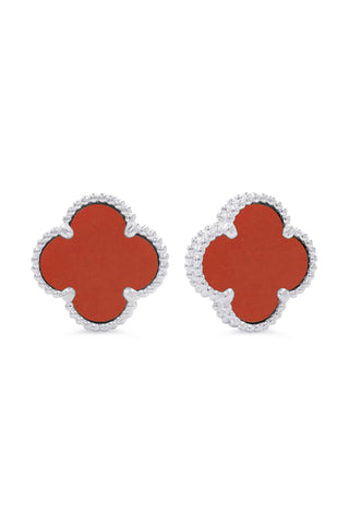 Red Clover Earrings, Small - White Gold, 10k Gold