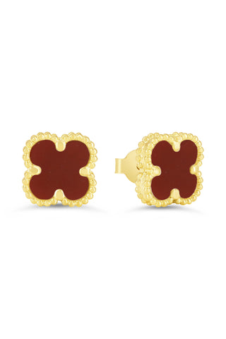 Red Clover Earrings, Mini - Yellow Gold, 10k Gold