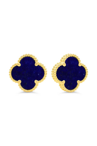 Lapis Lazuli Clover Earrings, Small - Yellow Gold, 10k Gold