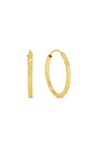 Diamond Cut Sleeper Earrings - 15mm - Rose Gold