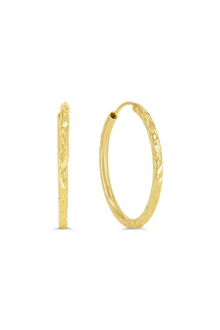 Diamond Cut Sleeper Earrings - 19mm - Rose Gold