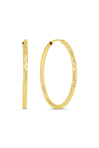 Diamond Cut Sleeper Earrings - 24mm - Rose Gold