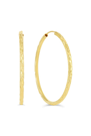 Diamond Cut Sleeper Earrings - 30mm - Rose Gold