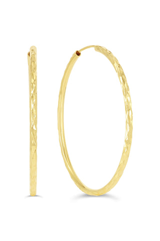 Diamond Cut Sleeper Earrings - 35mm - Rose Gold
