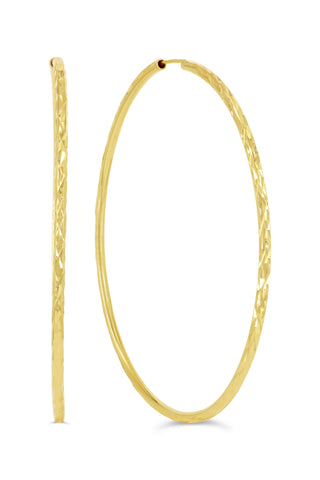 Diamond Cut Sleeper Earrings - 55mm - Rose Gold