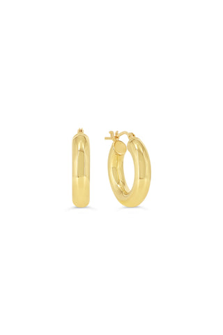4MM Tube Hoop Earrings , Small - Yellow Gold