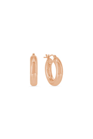 4MM Tube Hoop Earrings , Small - Rose Gold