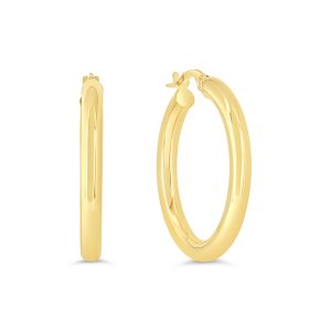 3MM Hoop Earrings, Large - Yellow Gold