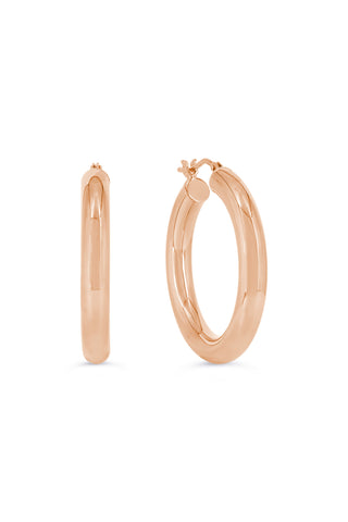 4MM Tube Hoop Earrings , Large - Rose Gold