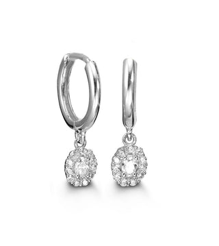 Dangling Oval Halo Earrings, Small