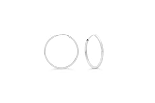 Square Tube Sleeper Earrings, Small - White Gold