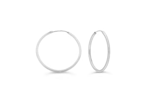 Square Tube Sleeper Earrings, Medium - White Gold