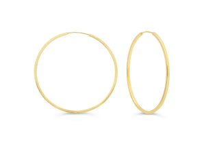 Square Tube Sleeper Earrings, Large - Yellow Gold