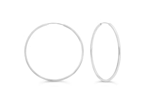Square Tube Sleeper Earrings, Large - White Gold