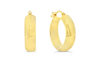 Polished Round Hoop Earrings , Medium