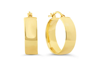 Polished Square Hoop Earrings , Medium