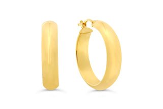 Polished Round Hoop Earrings , Large