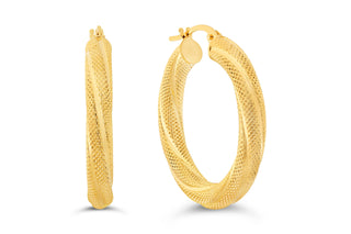 Textured Hoop Earrings , Large