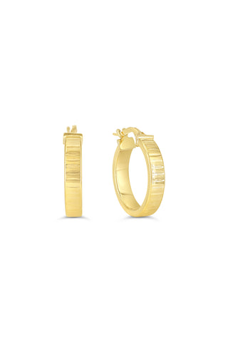 Diamond-Cut Ribbed Hoop Earrings, Large